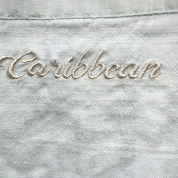 Caribbean Linen Blend Button Up Shirt Mens 3XB Mint Green Keep Cool Coastal - Picture 5 of 11